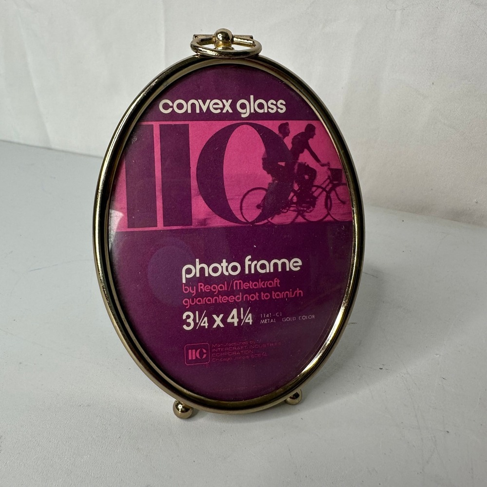 Regal Metalkraft Vintage Gold Oval Convex Glass Photo Frame 3.25x4.25 1141-C1